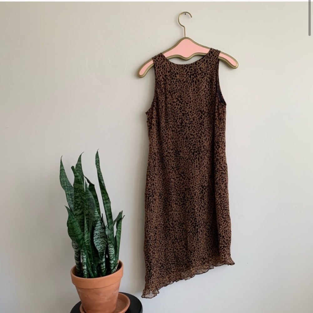 Vintage 90s 100% silk leopard print dress.